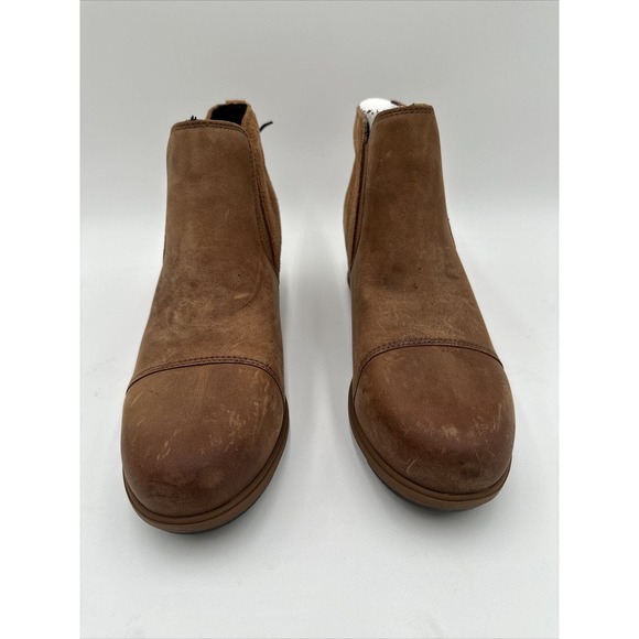 NWOB Sorel Evie Wedge Bootie Pull On Ankle Boot Suede Leather Tan Size 10.5 - Picture 2 of 7